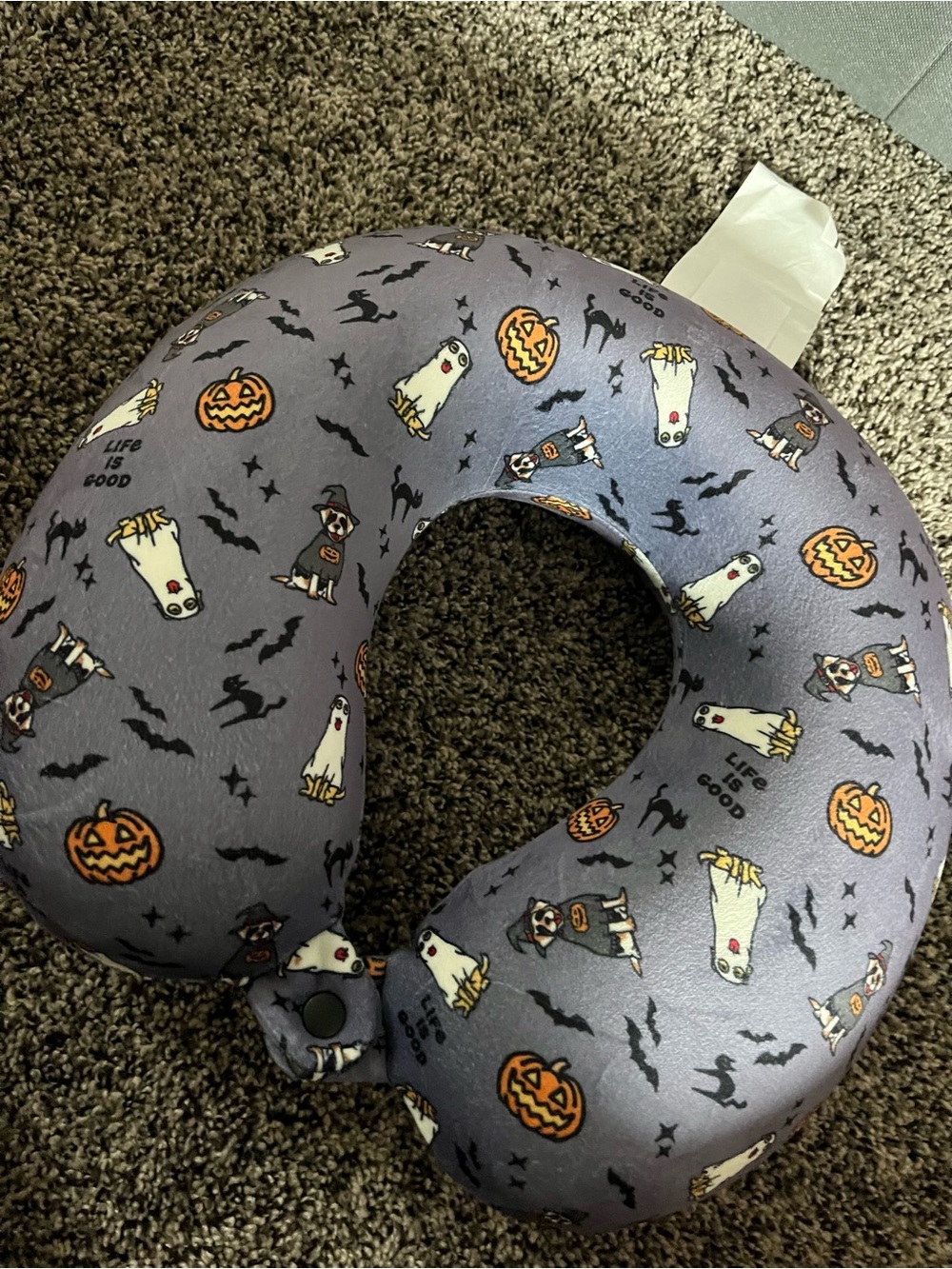 Life is Good Halloween travel pillow